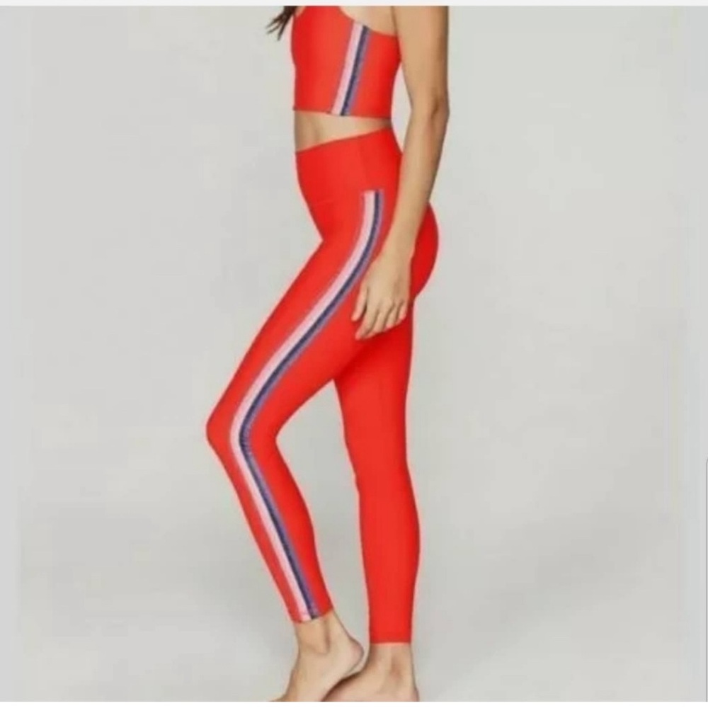 Spiritual Gangster Red Side-Stripe High-Waist Leggings